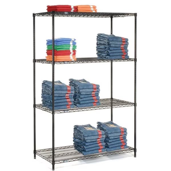 5 Tier Black Epoxy Wire Shelving Starter Unit, 36W x 24D x 63H, Nexel, Mfr#: 24366B5